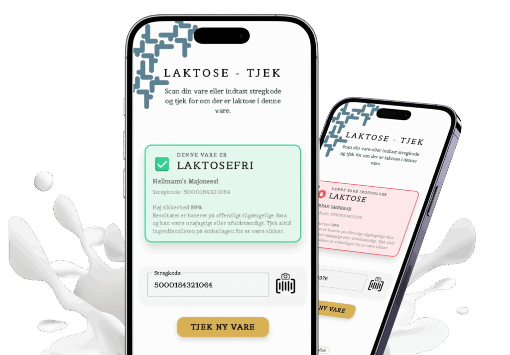 Laktose Tjek app - scan stregkode og tjek om varen indeholder laktose